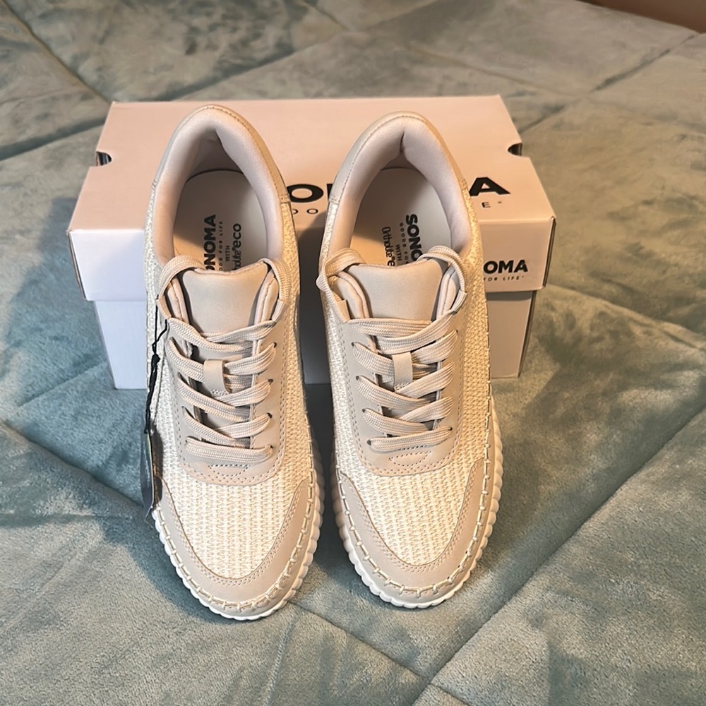 Sonoma Cream Platform Shoes with Textured Upper